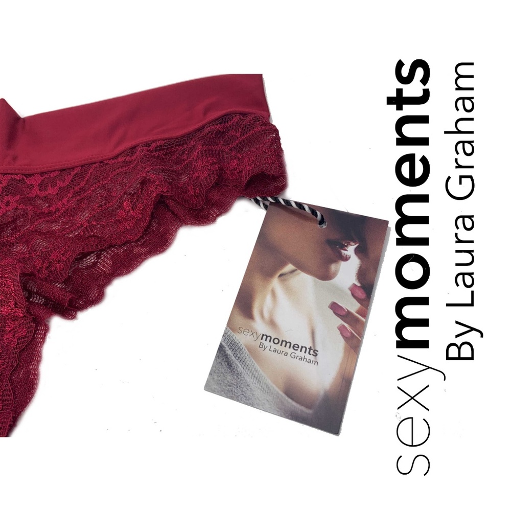 G-String Panties Lace Pattern Red Laura Graham